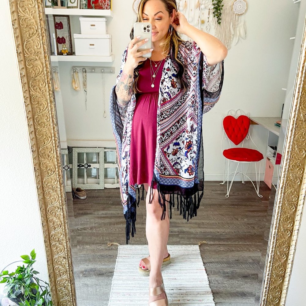 Lightweight ORANGE Bohemian Paisley Kimono - Picture 4 of 5